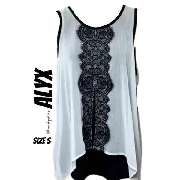 Alyx Black and White Overlay Lace Tank Top Size S - Picture 1 of 3